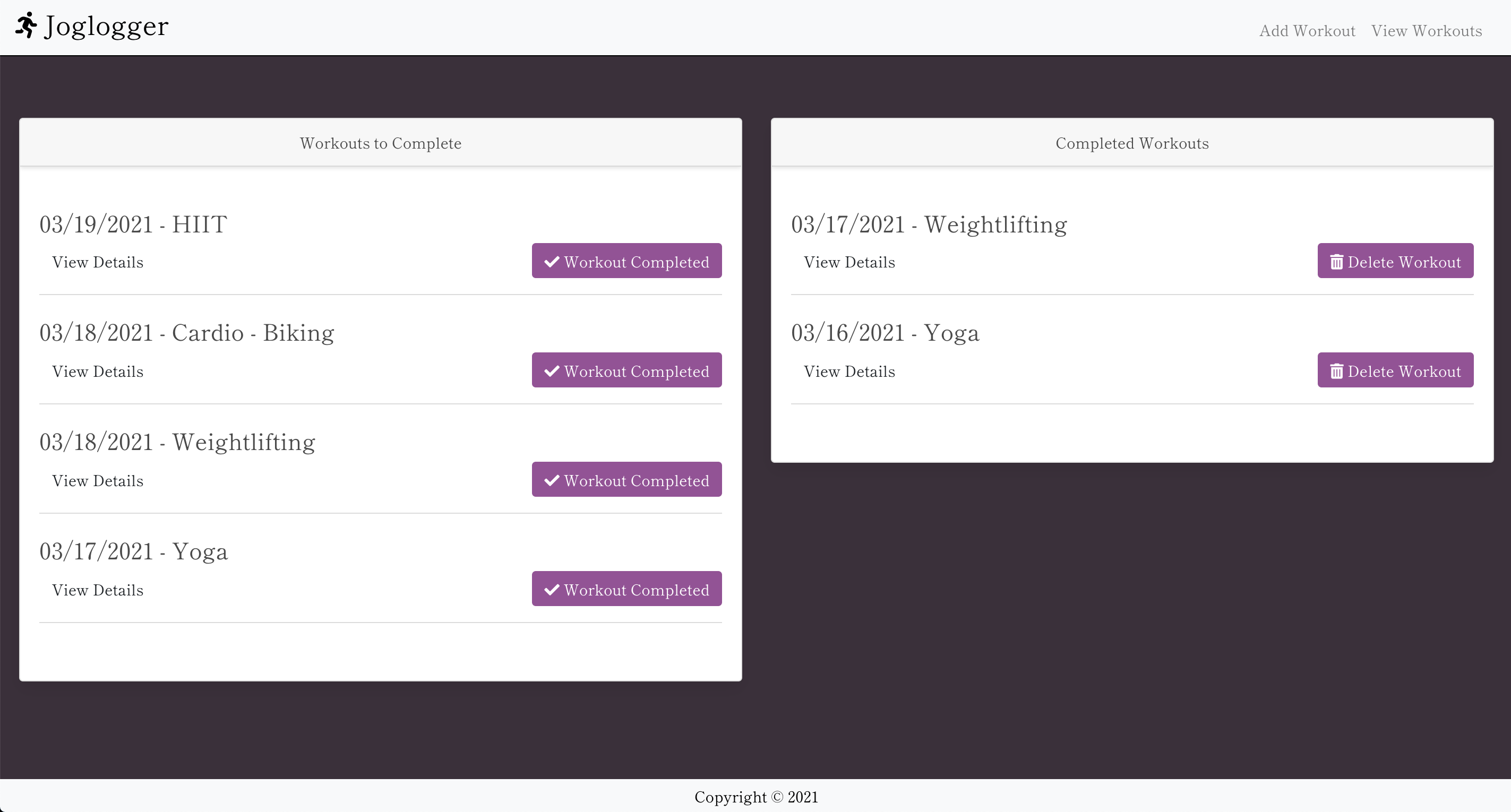Joglogger application screenshot